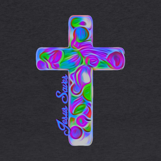 Jesus Saves Colorful Cross 2 by AlondraHanley